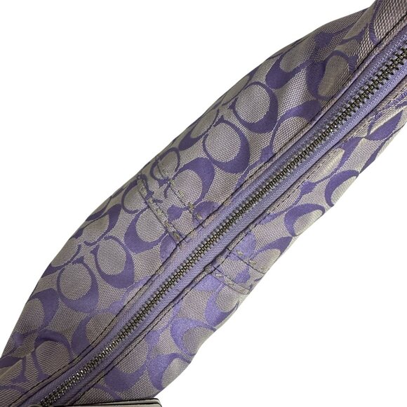 Coach Lavender Iris White Signature Hampton Small Hobo Bag Canvas Y2K 11575 - Picture 9 of 15